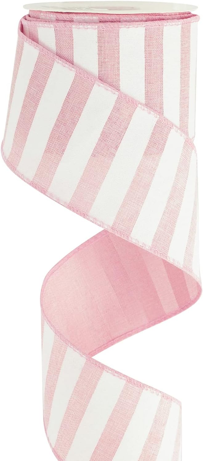 MEEDEE Pink Striped Burlap Ribbon by MEEDEE