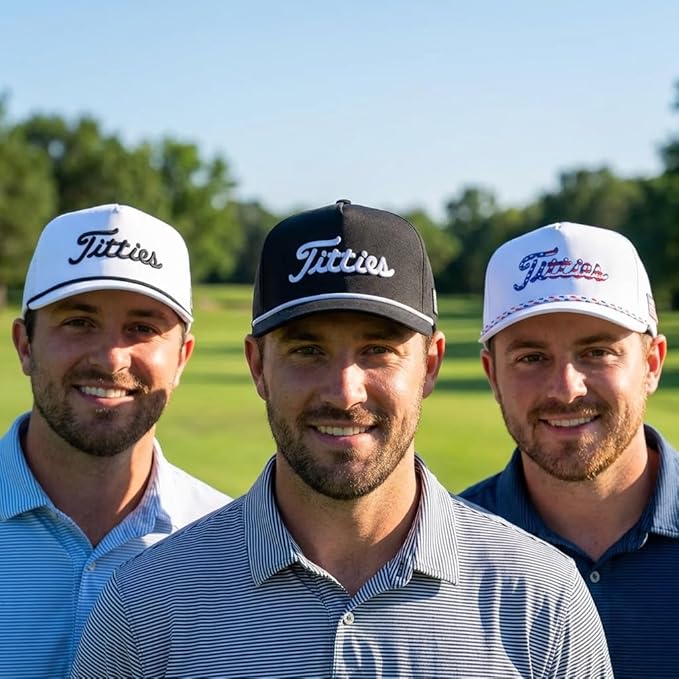 Curves & Clubs Titties Golf Hat - Funny Golf Hat, Titties Hat - Funny American Hat - One-Size-Fits-All - Men's Gifts