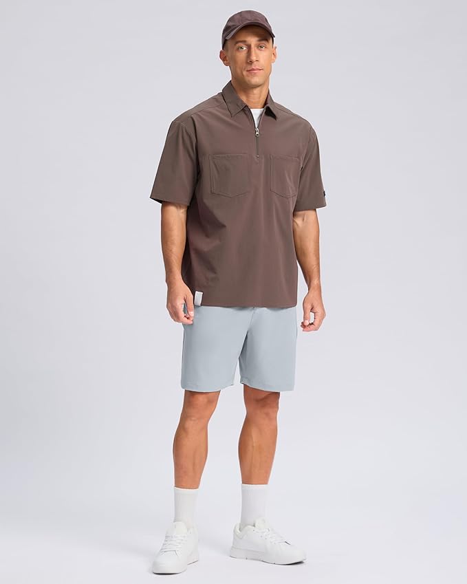 Pudolla Men's Casual Shorts 7"/9"/5" Lightweight Golf Shorts with 3 Pockets Stretch Quick Dry Comfy Work Shorts