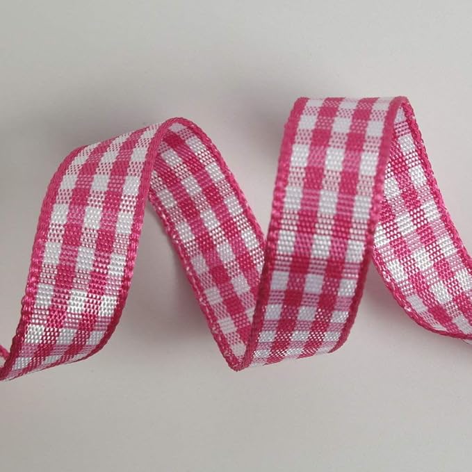 Pink and White Gingham Ribbon Hot Pink Gingham Ribbon 25 Yards Each Roll 100% - Image 6