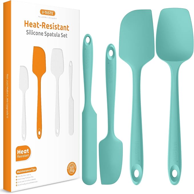 Heat Resistant Silicone Spatula Set: U-Taste 600ºF High Temp Seamless Food by U-Taste