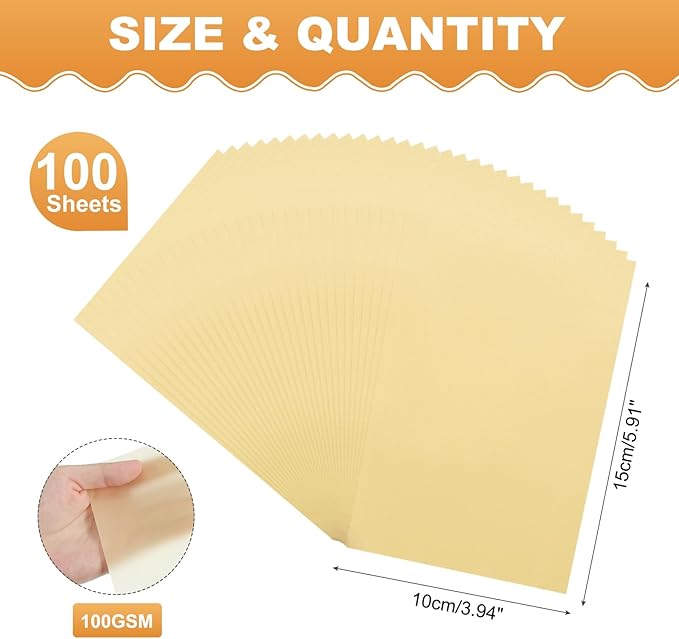 MECCANIXITY 100 Sheet Colored Vellum Paper 4" x 6", 100gsm Translucent - Image 2