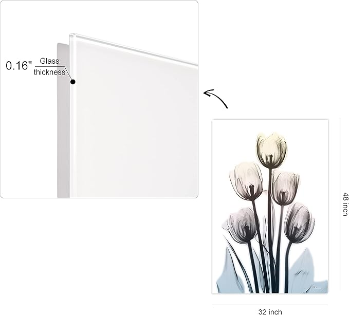 Empire Art Direct 48"x32" Frameless Tempered Glass Wall Art, Springing Tulips - Image 8