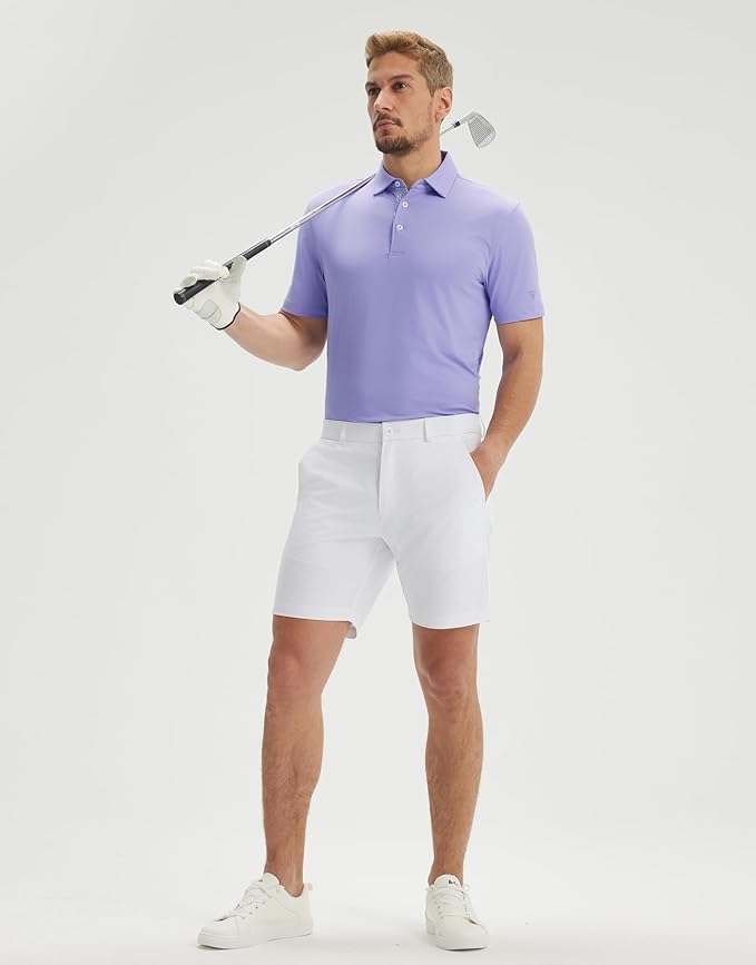 Mens Polo Shirts Short and Long Sleeve Casual Solid Stylish Dry Fit Performance Designed Collared Golf Polo Shirts for Men