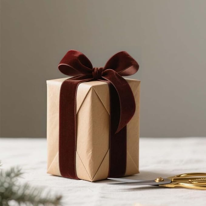 LaRibbons Thin Velvet Ribbon 1 Inch x 25 Yards, Gift Wrapping, Wreath Bow - Image 4