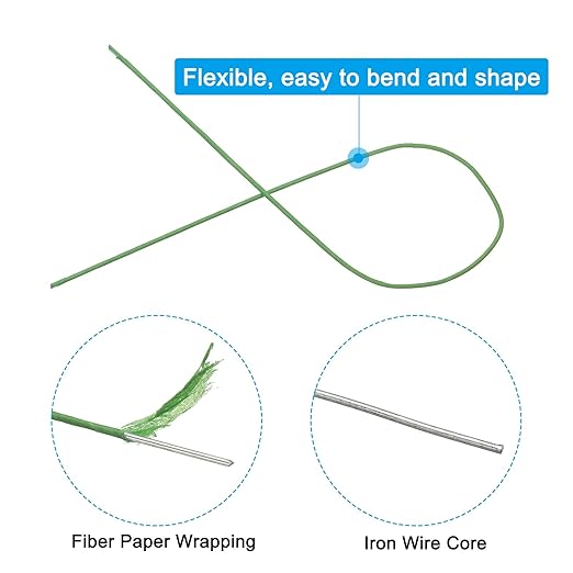 PATIKIL 16 Gauge 16" Floral Stem Wire, Light Green - Image 3
