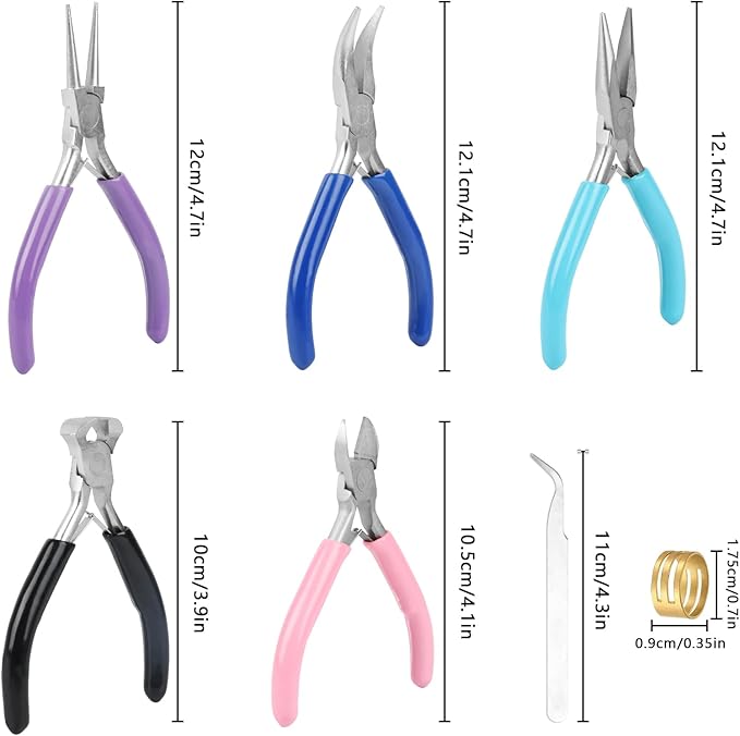 5 Pcs Jewelry Making Pliers Tools, Includes Needle, Bent & Zipper Pliers - Image 2