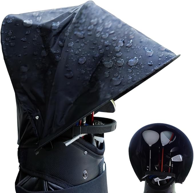Golf Bag Rain Cover – Lightweight 250g Waterproof & UV-Resistant Hood with Flexible Frame, Fits Stand & Cart Bags, No-Zip Quick-On Design – 1680D Oxford