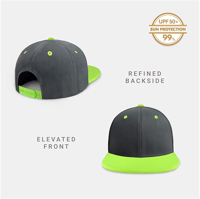 CHOK.LIDS Flat Bill Visor Classic Snapback Hat Blank Adjustable Brim High Top End Trendy Color Style Plain Tone Baseball Cap