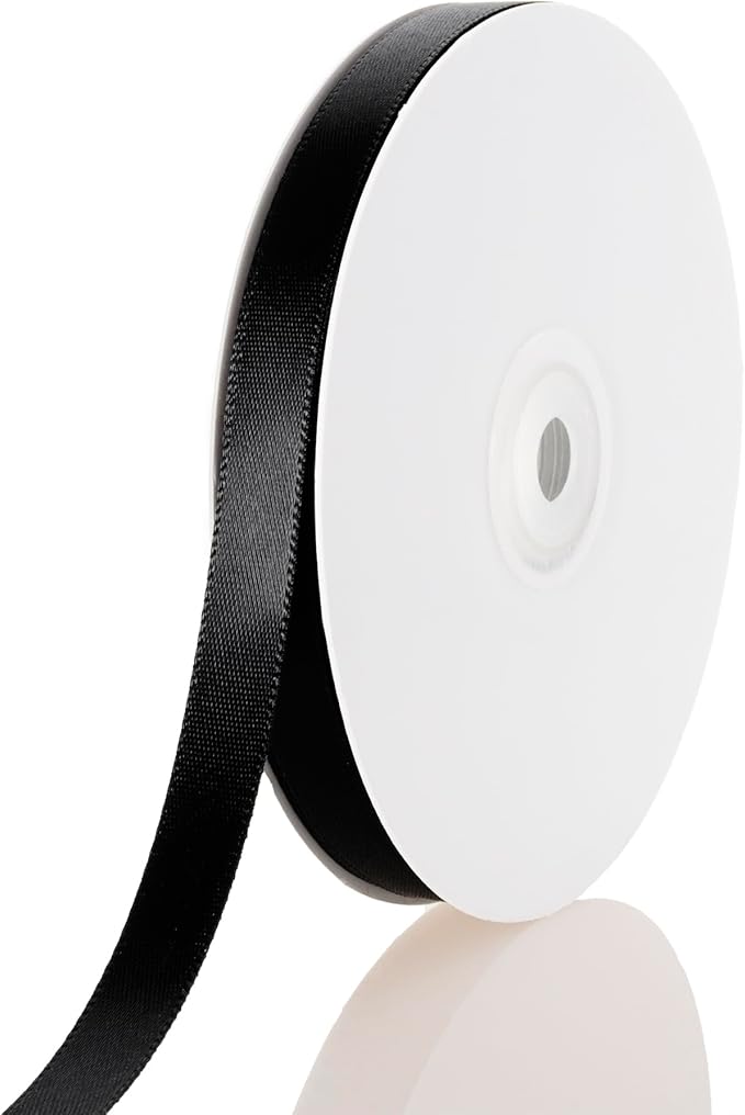 3/8 Inch Black Ribbon, 50 Yards Craft Polyester Satin Ribbon Perfect by Unknown