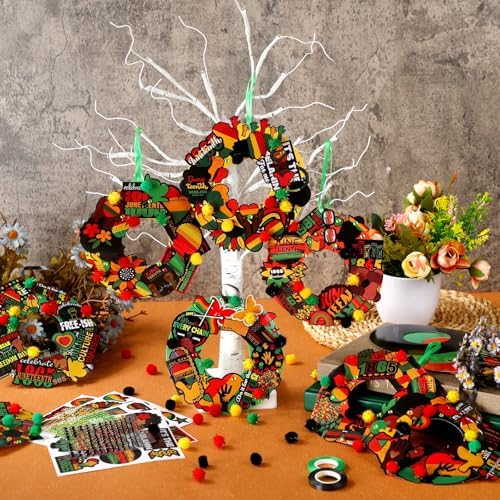 Hollowfly 48 Sets Juneteenth Wreath Craft Kits