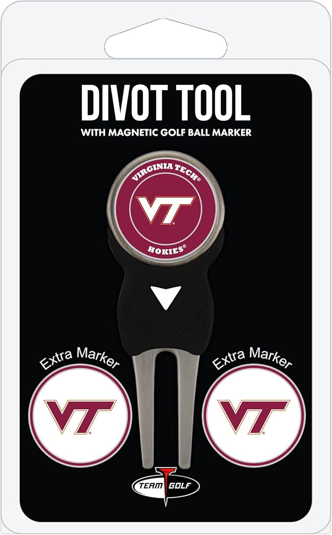 Team Golf NCAA Divot Tool with 3 Golf Ball Markers Pack, Markers are Removable Magnetic Double-Sided Enamel