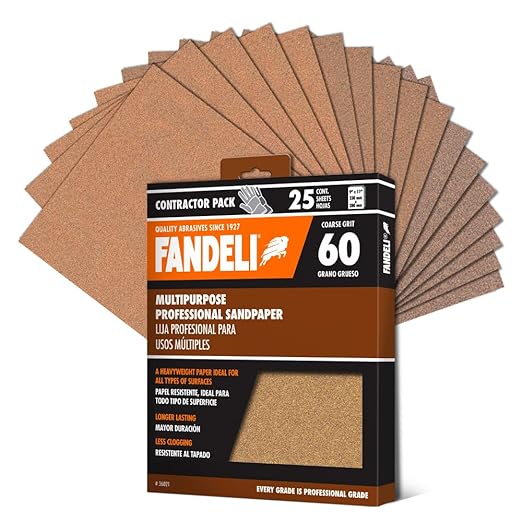 Fandeli 36021 060 Grit Multipurpose Sandpaper Sheets by FandeliUSA