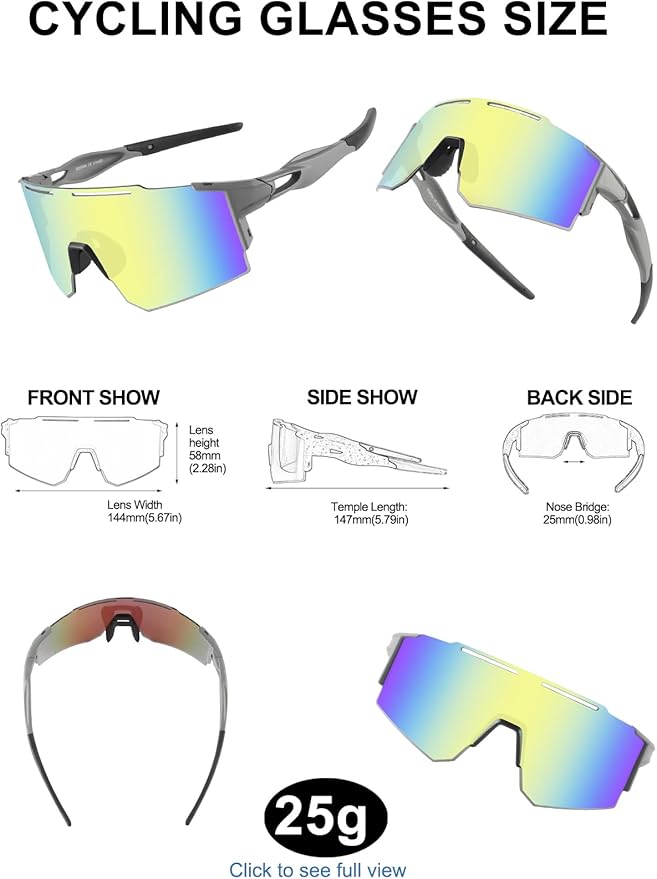 OULAIQI Cycling Sunglasses Polarized Sunglasses for Cycling Men Women with 1 Lens or 3 Interchangeable Lens Baseball Glasses