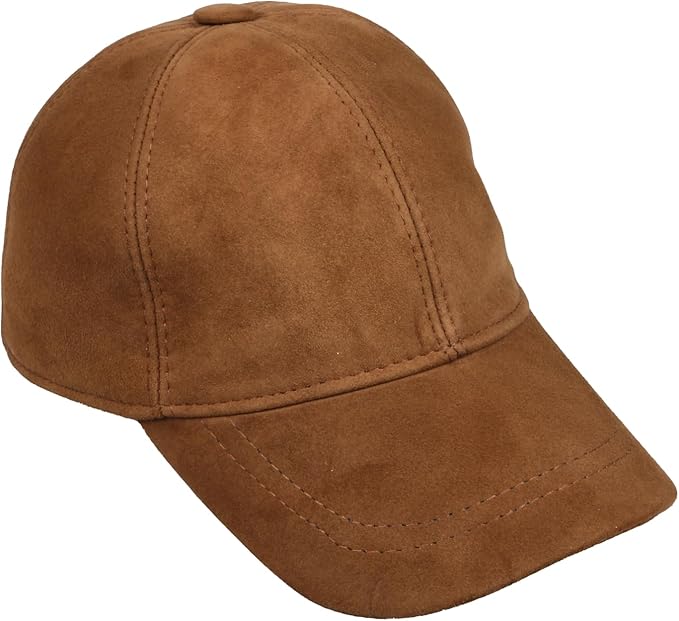 Suede Leather Baseball Cap – Unstructured 6 Panel Adjustable Strapback Hat for Men & Women