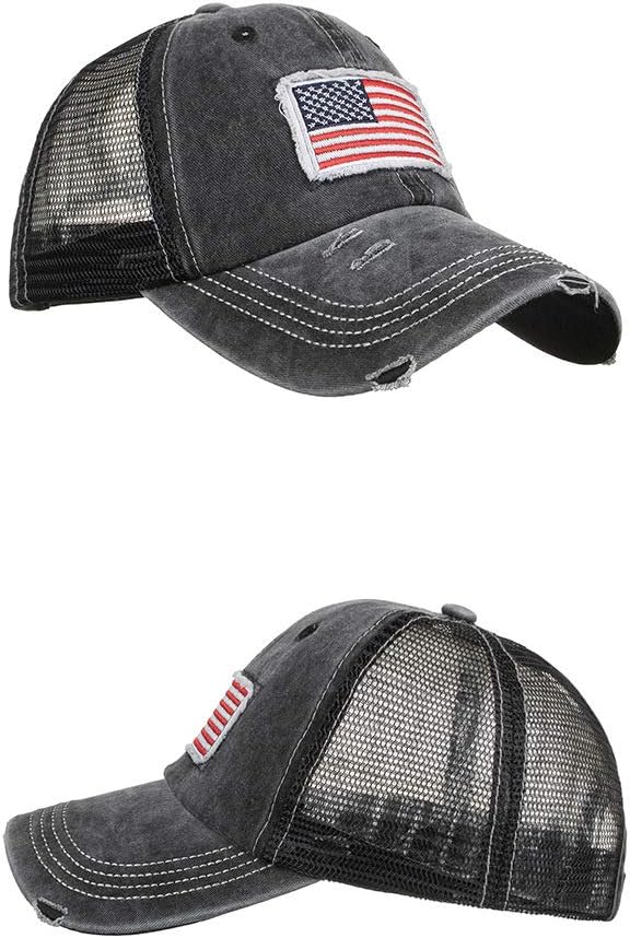 Criss Cross Hat Washed Distressed Baseball Cap Ponytail Hat High Messy Bun Ponycap for Women