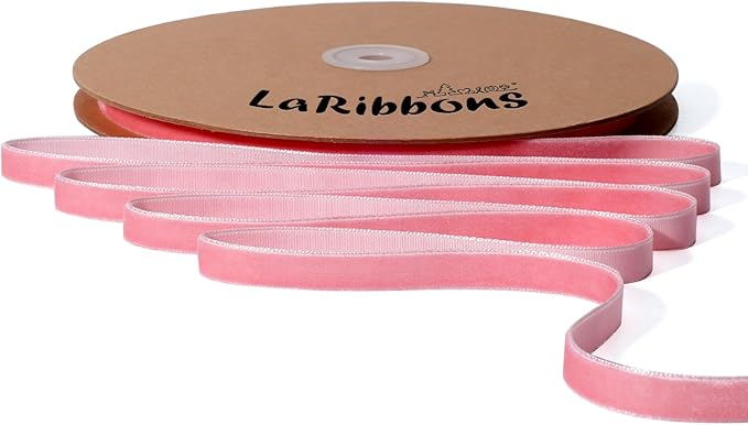 LaRibbons Thin Velvet Ribbon 3/8 Inch x 25 Yards, Gift Wrapping, Wreath Bow by LaRibbons