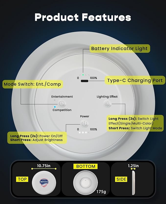 Light Up Flying Disc, 175g Glow Disc - Image 6