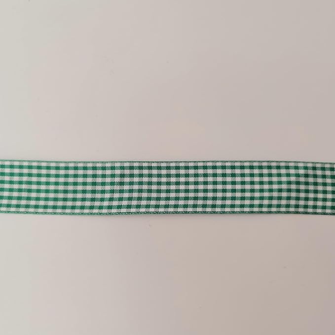 Green and White Woven Edge Plaid Ribbon 100% Polyester Gingham Ribbon 25 Yards - Image 9