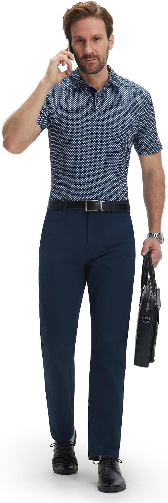 M MAELREG Mens Golf Shirt Short Sleeve Dry Fit Print Moisture Wicking Performance Patterns Collared Polo Shirt