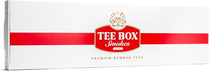 BRIMZ Tee Box Smokes Bamboo Golf Tees – Magnetic Reusable Tee Case – 50 Premium 2¾" Golf Tees – Funny Golf Gift & Golf Accessories (Big Pack – 5 Cases)