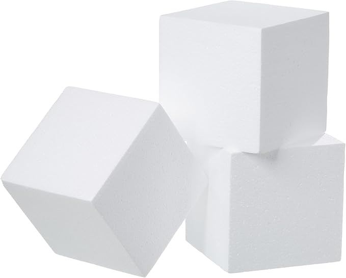 Crafare 3 Pack Craft Foam Blocks 5x5x5 Inch Polystyrene Square Foam Cubes - Image 2