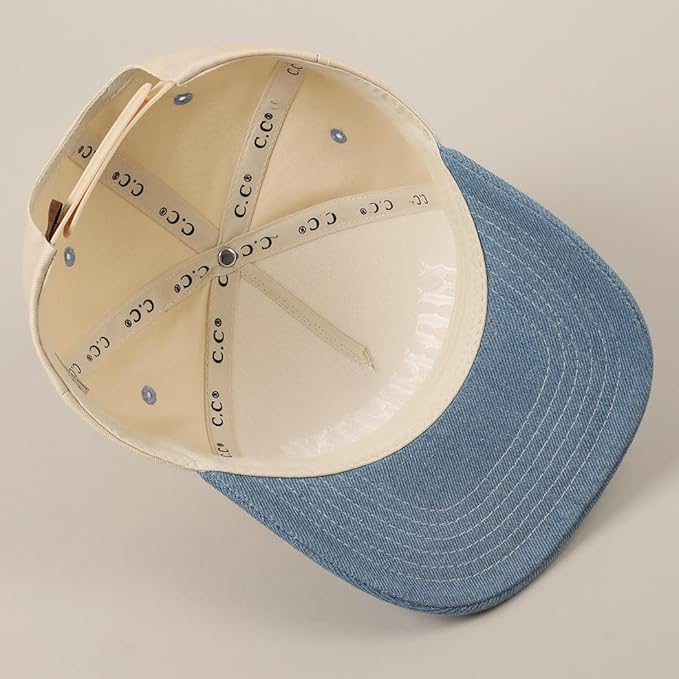MIRMARU Two-Tone Vintage Canvas Trucker Hats for Men & Women, Adjustable Size Baseball Caps with Trendy Embroidered Design