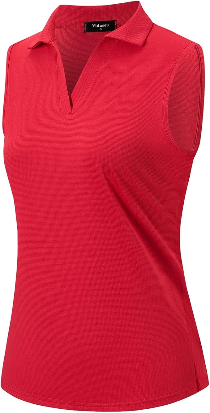 Womens Sleeveless V Neck Golf Polo Shirts