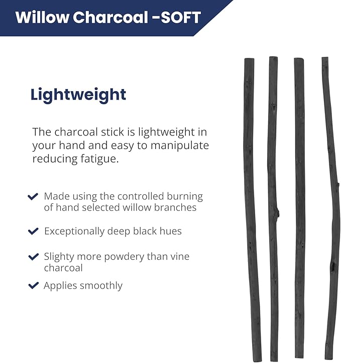 Pacific Arc Large Willow Charcoal Stick 4/Pkg, Willow Charcoal - Image 2