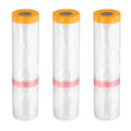 HARFINGTON 3 Rolls Pre-Taped Masking Film 157.5" x65.6ft Double Adhesive Tape by HARFINGTON