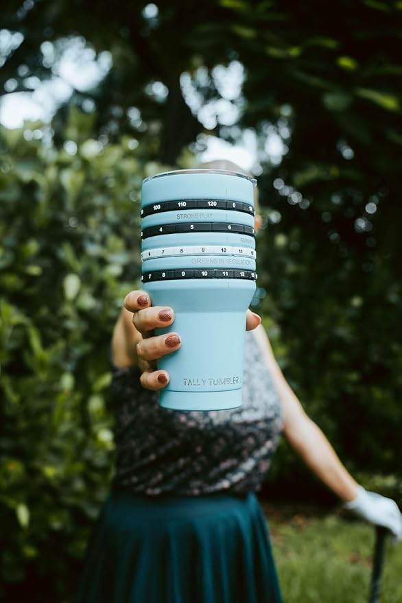 Tally Tumbler Golf Stainless Steel Cup, 30 oz Leak Proof Lid, Double Wall Insulation, Golf Tumbler with Score Keeping Counter (Tee Time Teal)