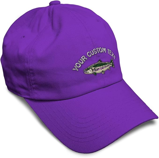 Custom Soft Baseball Hat Embroidered Dad Hat Fish Rainbow Trout Men & Ladies Baseball Cap Cotton