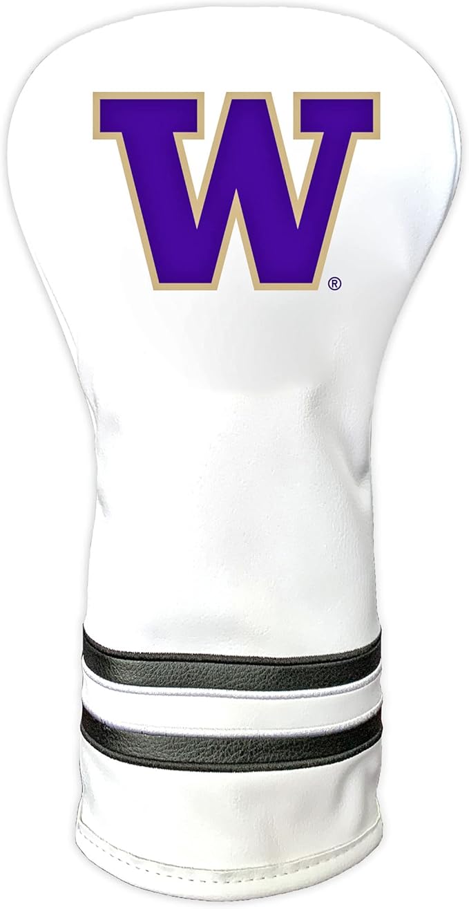 Team Golf NCAA White Vintage Driver Golf Club Headcover, Form Fitting Design, Retro Design