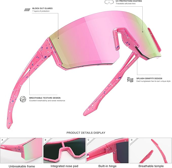 SEKKAF Youth Baseball Sunglasses for Boys Girls Age 6-12 Softball Cycling Sports Sunglasses for Kids Lightweight Frame