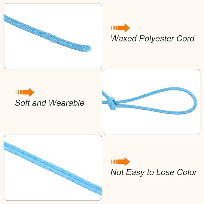 MECCANIXITY Waxed Polyester Cord 0.5mm 175 Yard Sky Blue - Image 3