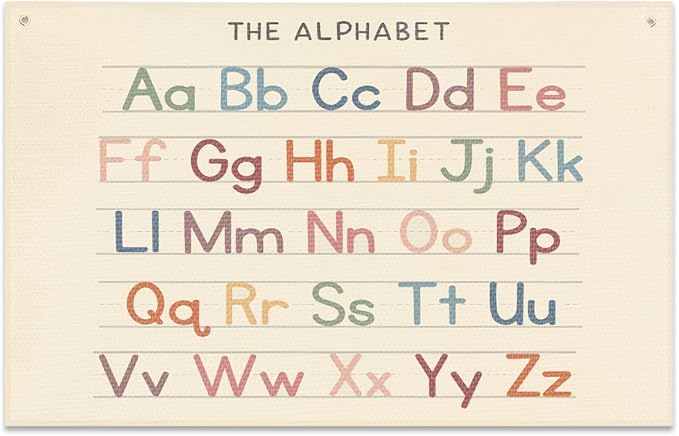Alphabet Banner Playroom Decor Banner Canvas 21 in x 33 in Hanging Flag Perfect by JIUWEIHU