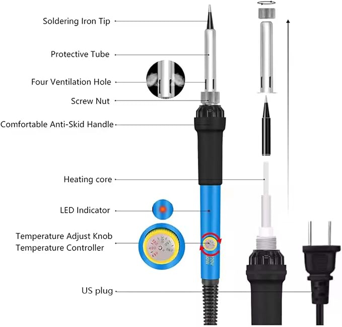 Electric Sodering Iron Kit set 110V 60W Adjustable Temperature Soldering Iron - Image 4