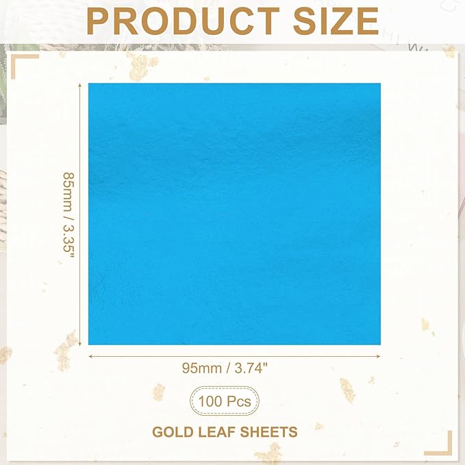PATIKIL Gold Leaf Sheets for Art 3.7" x 3.4", Sky Blue - Image 2