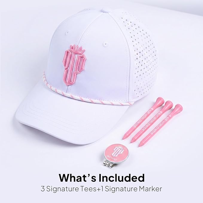 NJF Golf Hat Men - Breathable Mens Golf Hats, Adjustable Rope Hook and Loop Style Cap, Convenient Cap with Tee Holder