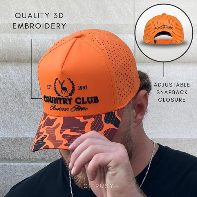 CITRUSY Athletic Trucker Golf Hat | Performance Mens 5 Panel Cap | Cool Breathable Waterproof Workout Running Snapback