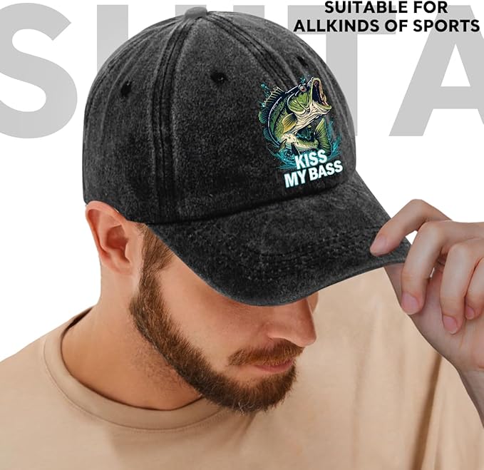 Fishing Adjustable Cotton Baseball Cap, Funny Trucker Hat Gift for Men Women Grandpa Dad Fishing Lover Fisherman