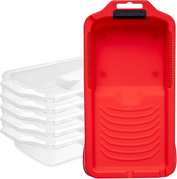 Mister Rui Paint Tray Set, 4 Inch Paint Tray and Liners-6 Pack, Sturdy Plastic by MisterRui