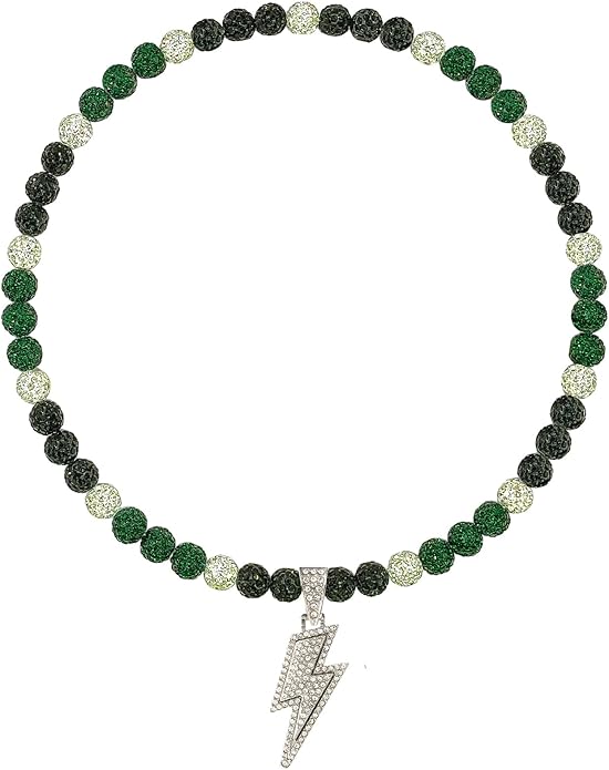Baseball Necklace for Men 16/18/20 Inch Bling Ice Collection Lightning Bolt Pendant Necklace for Women Rhinestone Clay Beaded Discoball Accessories Gifts for Baseball Team Players Lovers