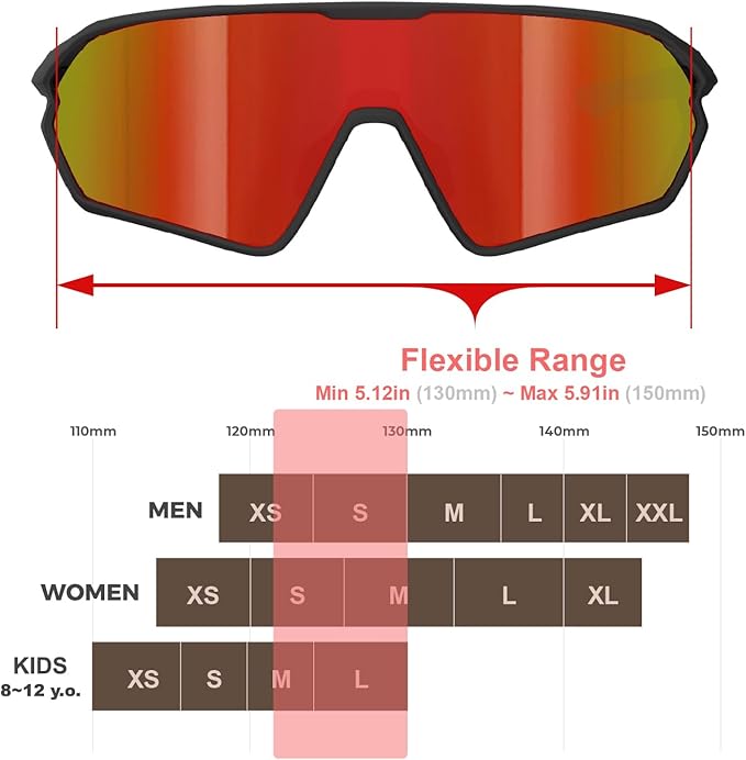 Youth Baseball Polarized Kids Sunglasses for Boys Girls Age 6-12 with Carrying Case Cycling Softball Padel Lightweight
