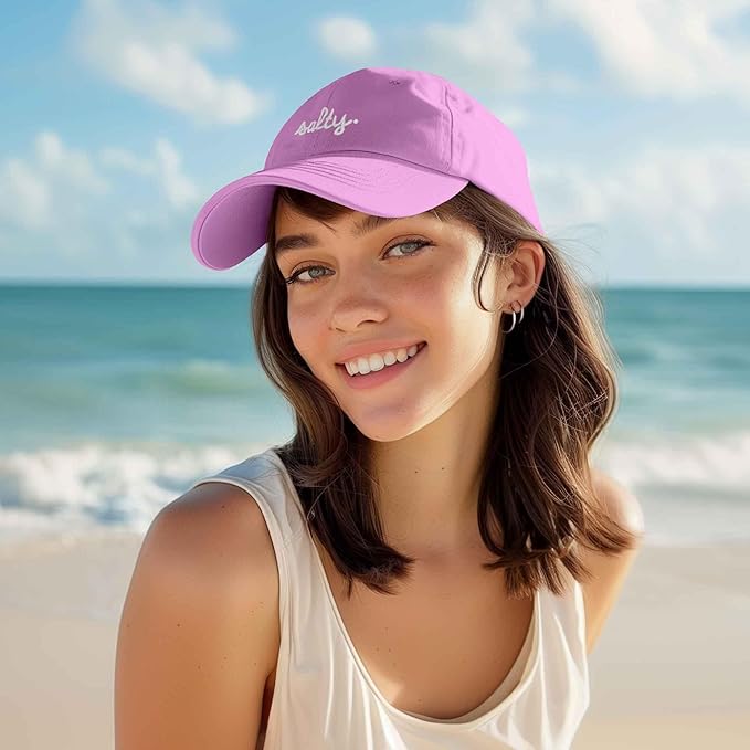 DALIX Salty Embroidered Cotton Beach Baseball Cap Adjustable Dad Hat Womens