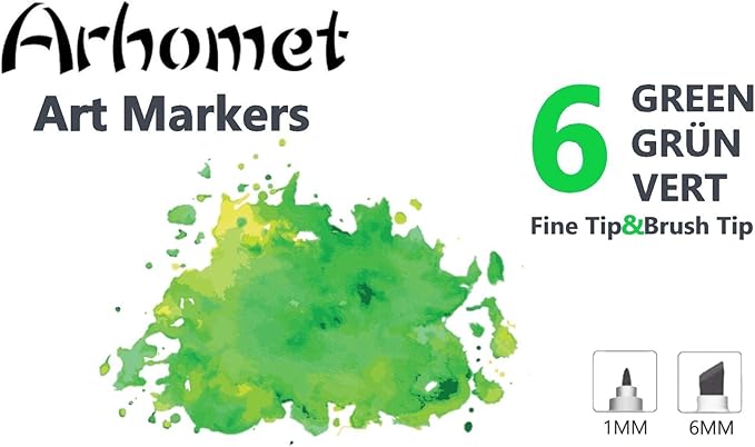 6pcs Green Forest Trees Grass Colors Alcohol Markers Set, Dual Tips Art Markers - Image 5