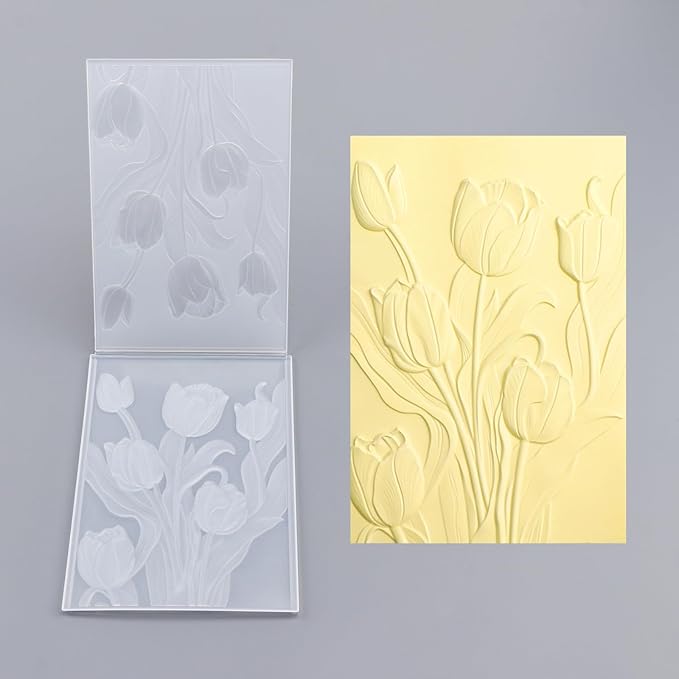 BAOFALI 3D Flowers Theme Plastic Embossing Folders Tulip - Image 7