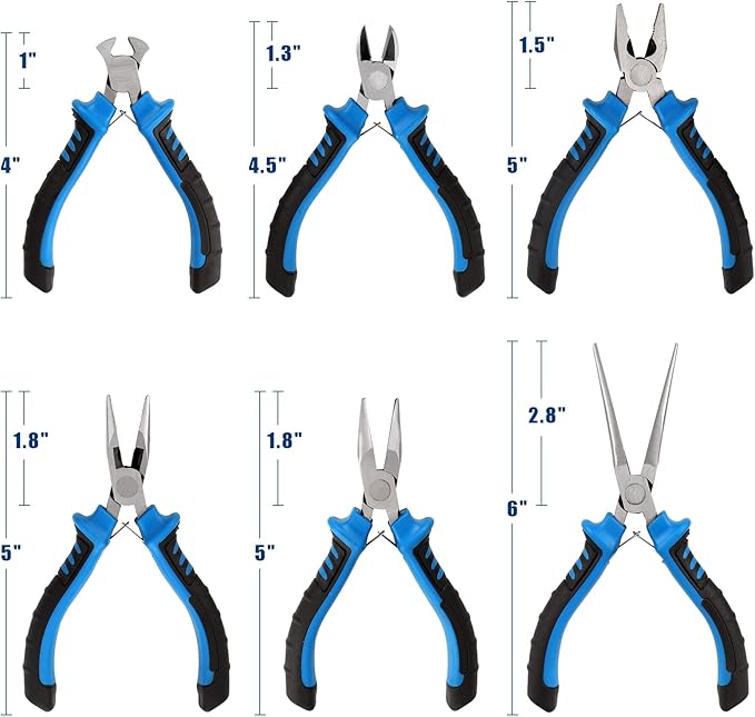 COMOWARE 6-Piece Mini Pliers Set, Bent & Cutting Tips - Image 7