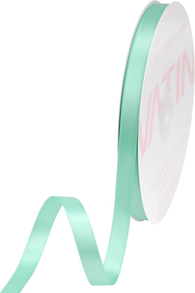 VATIN Double Face Aqua Satin Ribbon 3/8" Continuous 50 Yards, Gift Wrapping by VATIN