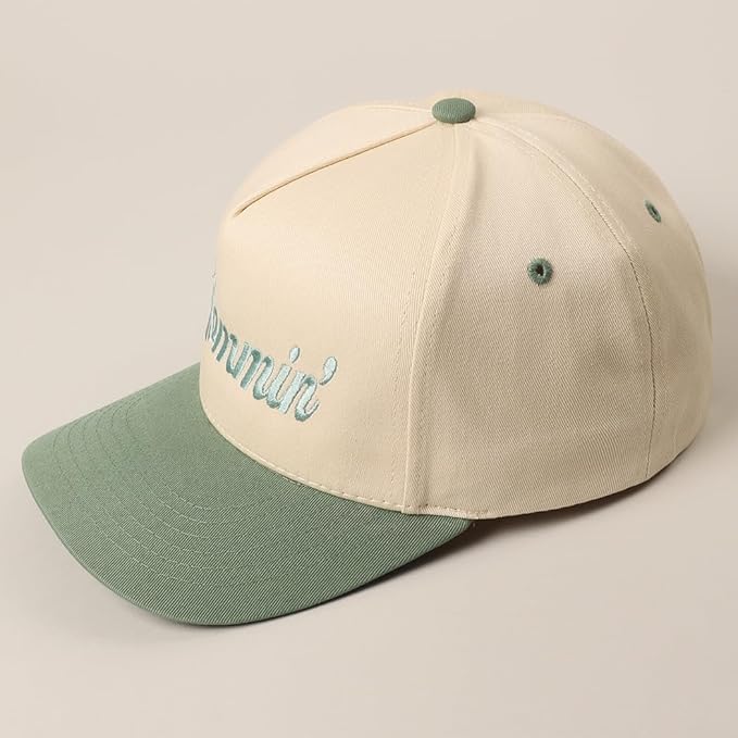 MIRMARU Two-Tone Vintage Canvas Trucker Hats for Men & Women, Adjustable Size Baseball Caps with Trendy Embroidered Design
